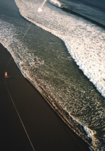 A beach scene from the air
